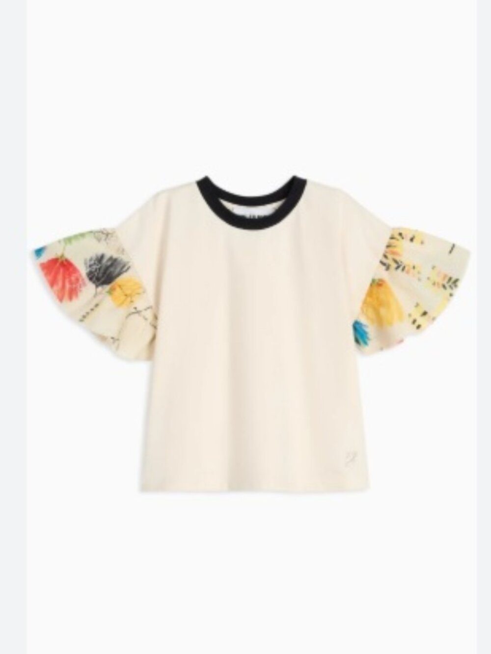 Wolf & Rita Marisol Pearl Ruffle Sleeve Top Size 10 New Cream/Multi
